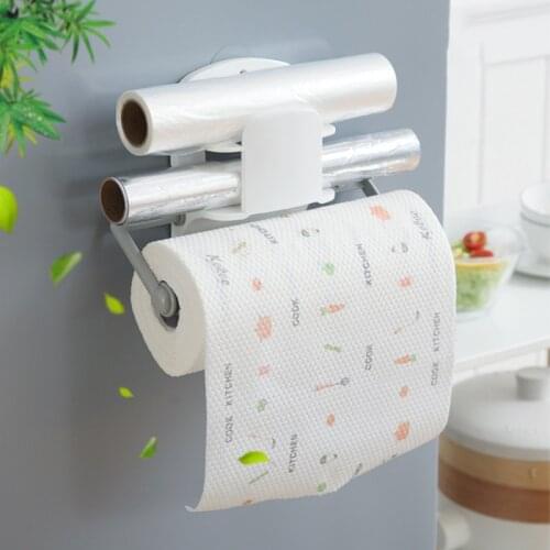 Kitchen Roll Paper Holder Multifunction Tissue Towel Storage Hanger Shelf For Bathroom Kitchen Fresh Keeping Film Organizer Rack