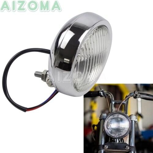 4.5'' Motorcycle Headlight 12v 60w Cafe Racer Headlamp Chrome Fog Light Lamp High Beam Lights for Honda Yamaha Suzuki Kawasaki