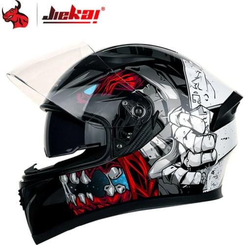JIEKAI Full Face Motorcycle Helmet Casco Moto Washable Lining Double Visor Motocross Helmet Motorbike Capacete Moto Helmets
