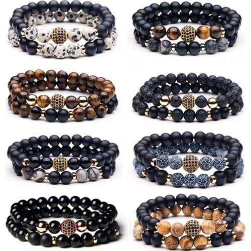 Bead Mens Bracelet 2020 New Fashion Stone Beaded Charm Bracelets For Men Classic Pave Setting CZ Balls Beads Bracelets Jewelry