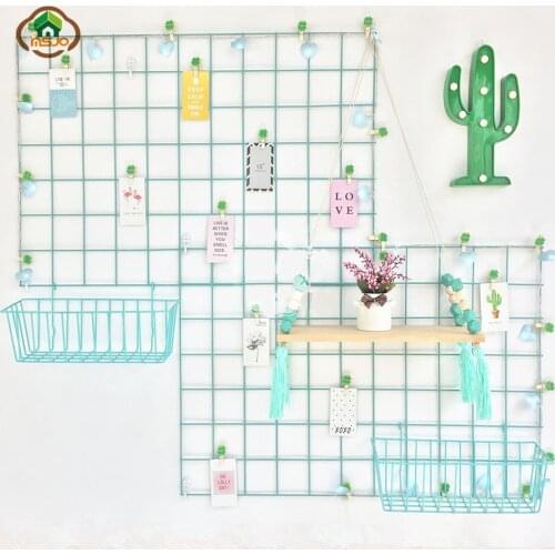 Msjo Wall Shelf Organizer Metal Mesh Iron DIY Photos Sundries Home Living Room Wall Hook Type Decorative Storage Shelf Holders