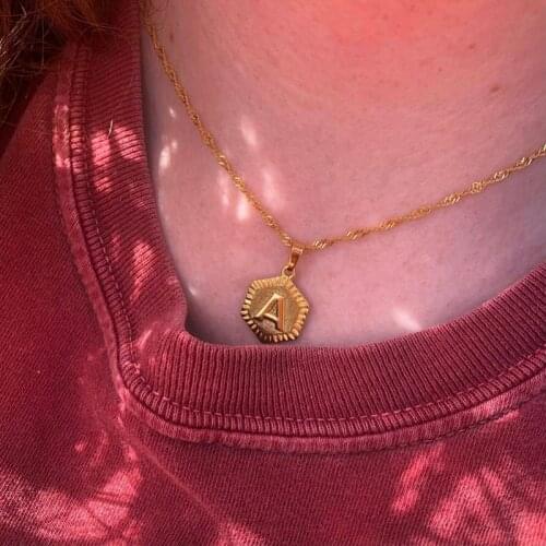 Stainless Steel A-Z Letter Pendant Necklace Trendy Alphabet Necklace For Women Gold Color Initial Letters Necklaces Jewerly Gift