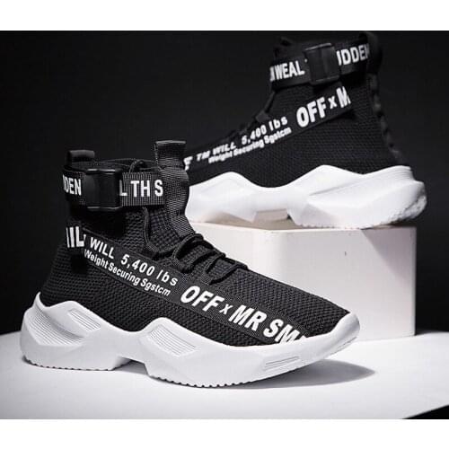 New High Top Breathable Flying Socks Sneakers Running Shoes for Men Sport Stretch Walking Shoes Running Shoes for Men Zapatillas