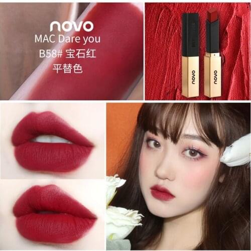 NOVOs New Misty Velvet Small Gold Bar tubule Lipstick Lasting Moisturizing Lip Matte Lipstick No fading, no cup sticking