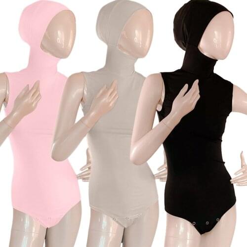 Bodycon Jumpsuit Romper Bodysuit Women Sexy Bodysuit Female Overalls Sleeveless Playsuit Coverall Turtleneck Solid Color Bodycon