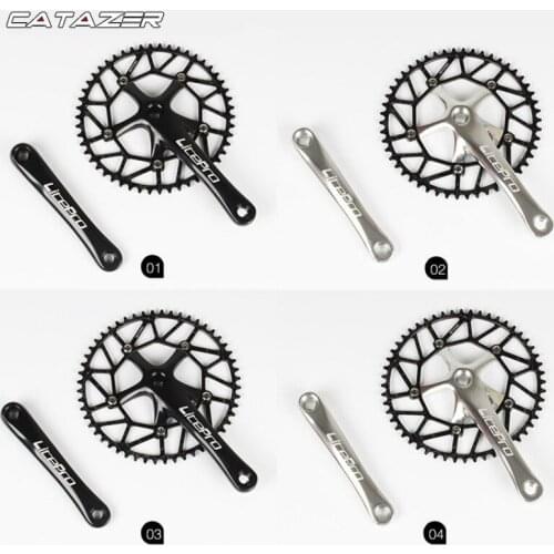 Single Speed Crankset + 50T-58T Chainring 170mm Crankarm 130 BCD Crank Set for Road Mountain Bicycle Folding Bike Fixed Gear