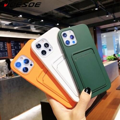Original card bag soft silicone luxury phone case For iPhone 11 12 Pro Max mini 7 8 Plus XR X XS Shockproof Case protector Cover