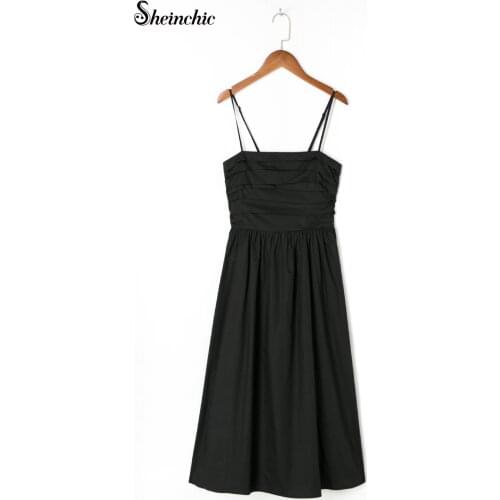 Sexy White/black Strapless Midi Party Dress Women 2021 Summer Mid-calf Pleated Vestido De Mujer