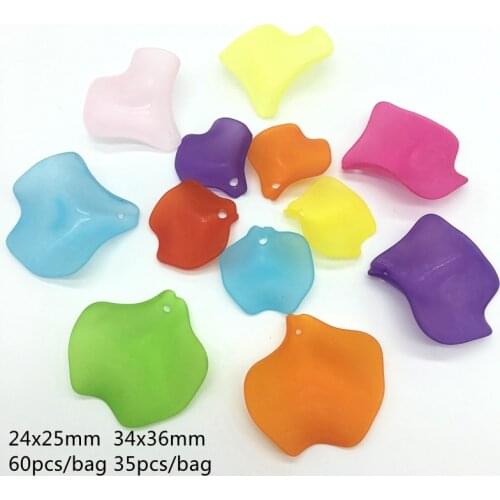 Translucent Dull Polish DIY Craft flower Beads for Jewelry Making Acrylic Multicolor Beads Beading 24*25mm/34*36mm