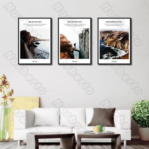 Natural Landscape Canvas Painting Wall Poster High Mountain Broad Lakes Letters About Love for Living Room Restaurant Decoration