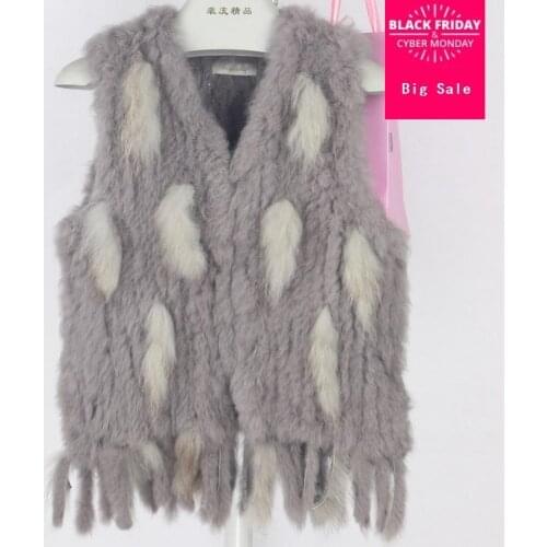 Factory direct autumn and winter warm real rabbit fur vest womens Europe style fur coat rabbit hair weaving vest w1987