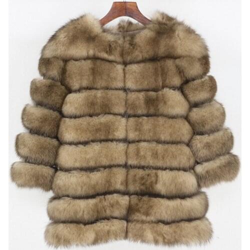 Luxury Winter Jacket Women 2020 Real Fur Coat Natural Big Fluffy Fox Fur Outerwear Streetwear Thick Warm Three Quarter Sleeve