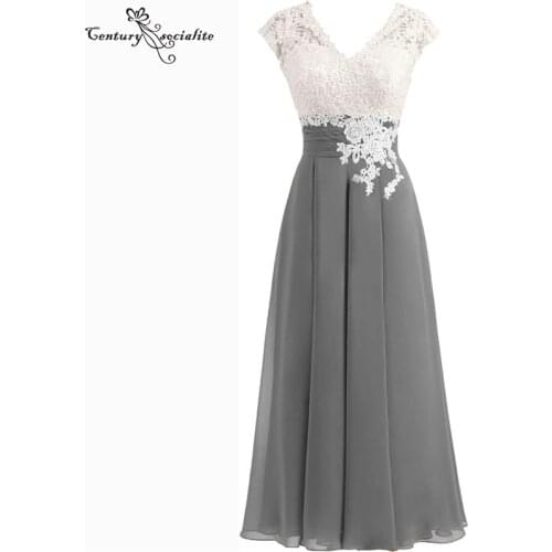 Lace Mother of Bride Dresses 2020 Plus Size Cap Sleeve Ankle Length Chiffon Wedding Guest Gowns Simple Evening Prom Dress