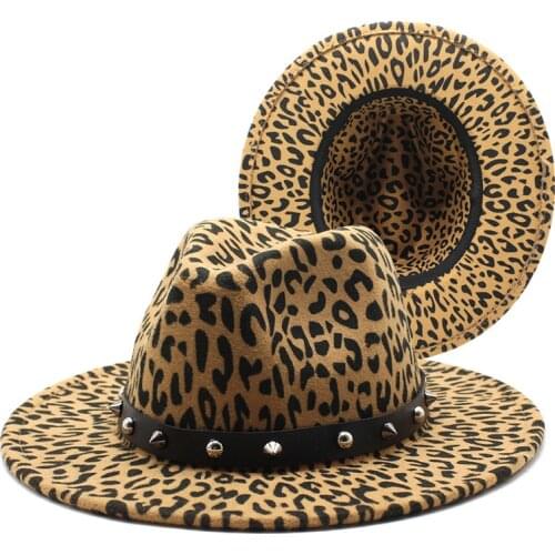 Full leopard pattern inside and outside shallow top fedora hat leopard print top hat flat brim jazz hat wholesale кепкаженская
