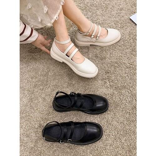 Womens Shoes pumps 2021 New Spring and Autumn Round Head Shallow Mouth Thick Heel Fashion Retro Mary Jane Shoes