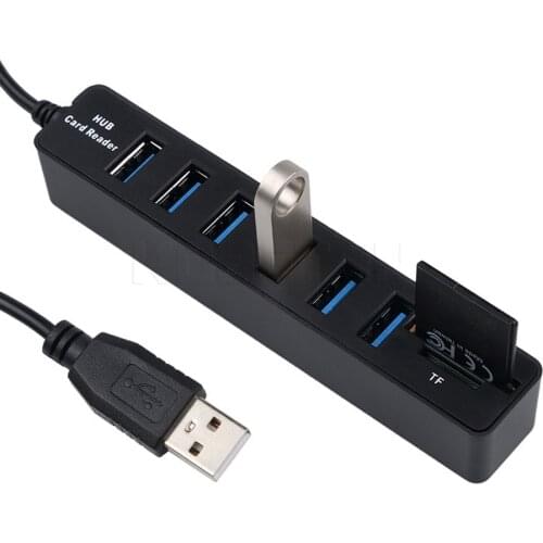 Kebidu USB Hub 3/6 Port USB Splitter USB2.0 To USB3.0 With TF SD Card Reader For PC