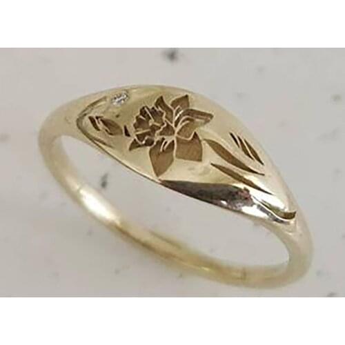 Vintage Exquisite and Elegant Women Ring Anniversary Birthday Gift Rose Flower Ring for Female Bride Engagement Wedding Jewelry