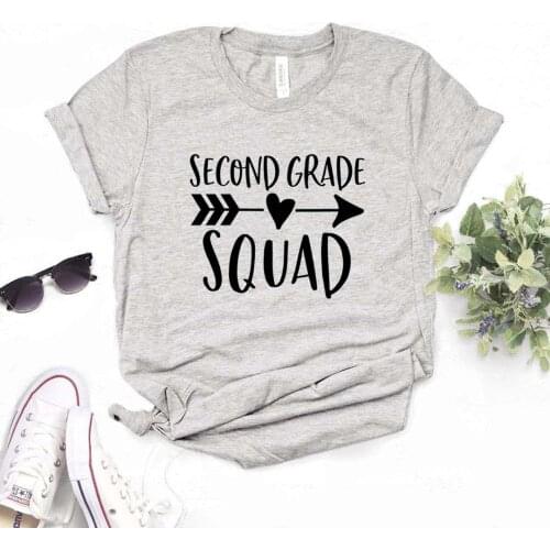 Second Grade Squad Print Women Tshirts Cotton Casual Funny t Shirt For Lady Top Tee Hipster 6 Color NA-690