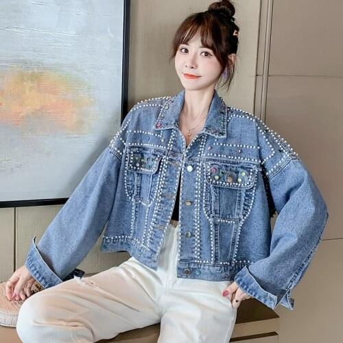 2020 Jacket Denim Fashion Real Shot Heavy Short With Diamonds Free Shipping