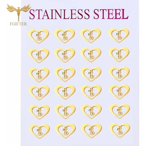 Golden Heart Coin Earrings Stainless Steel Accessories Multistyle Ear Stud Heart Round Fashion Geometric Aesthetic Women Jewelry