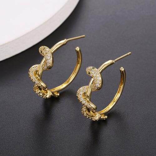 LUALA Gold Twining Snake Hoop Earrings For Women Circle Geometric Charm Earrings CZ Statement Party Jewelry Gifts Not Fade