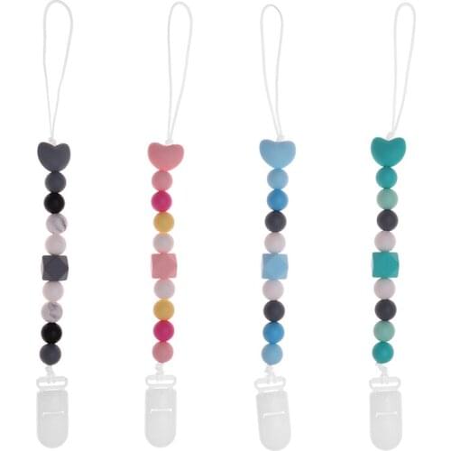 NEW 1Pcs Handmade Silicone Pacifier Chains Safe Teething Chain Baby Teether Eco-friendly Pacifier Clips Holder Chain