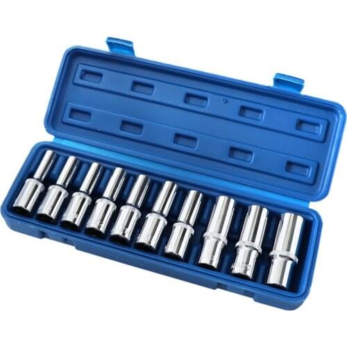 10pcs/set Bolt Grip Bolt Extractor Remover Set 78mm Length For Lug Nuts Impact Rated Drive Drawer Hex Drive Hex Socket Adapter