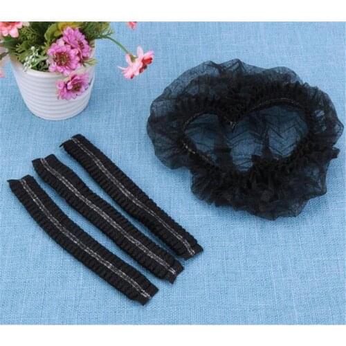 10Pcs Black Non-woven Disposable Shower Caps Pleated Anti Dust Hat Women Men Bath Caps for Spa Hair Salon Beauty Accessories