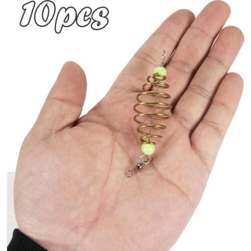 10pcs Bait Feeder Fishing Lure Metal Spring For Carp Fishing Fresh & Saltwater Fishing Rig Bait Feeder Cages & Method Leader New
