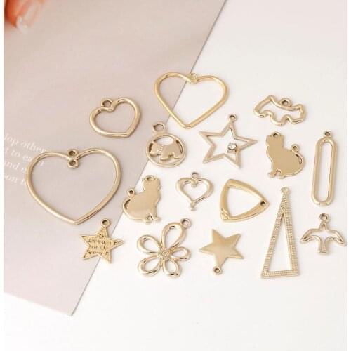 10 Pcs Many Styles Light Golden cute Alloy Charm Pendant for Necklace Bracelet Earring Romantic Fashion Jewelry Nice Woman Gifts