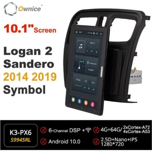 1280*720 Ownice Android 10.0 Car Radio For Renault Logan 2 Sandero 2014 2019 Multimedia Video Audio 10.1" IPS Rotatable