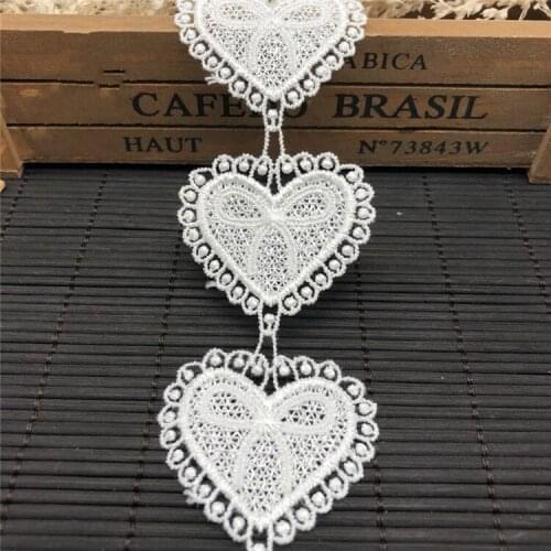 15Yard/Lot Love Heart Embroidered Water Soluble Lace Trim Sofa Curtain DIY Baby Dress Clothes Fabric Accessories 5CM Wide