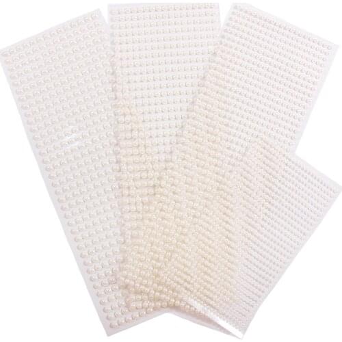 2800Pcs White Half Round Pearls Stickers Self-Adhesive Faux Embellishment For Nail Art Scrapbooking and Crafts 3MM 4MM 5MM 6MM