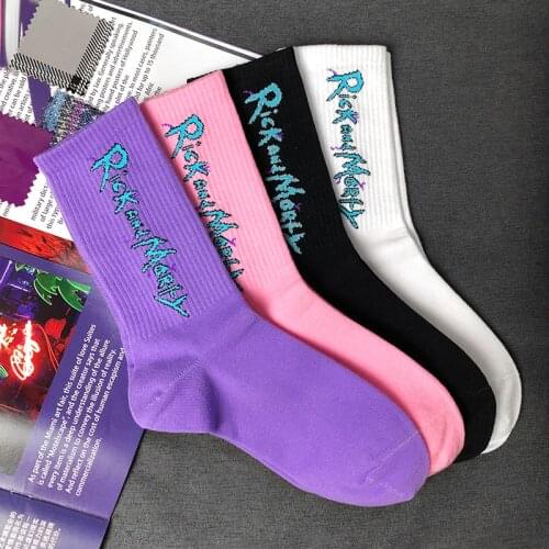 4Pairs = 1lot Fun Letter Letter Printed Crew Street Fashion Adult Socks Genius Scientist Crazy College Brain Wave Anime Cartoon