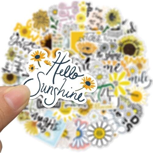 50PCS Elegant Daisy Florals Stickers Flowers Daisies Stickers for Kids Girls DIY Fashion Daisy Kawaii Cartoon Stickers Decal