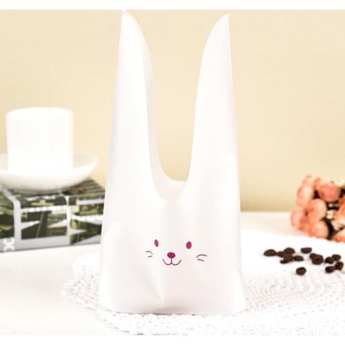 50pcs/lot Cute Rabbit Long Ear Bags Cookie Plastic Bags&Candy Gift Bags For Biscuits Snack Baking Package Easter Party Supplies