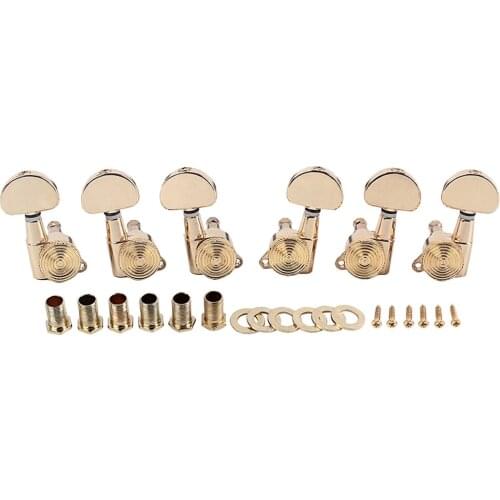 6pcs Guitar Tuning Peg 3R3L Sealed Tuning Key Tuners Metal Golden Semicircle Guitar Parts & Accessories