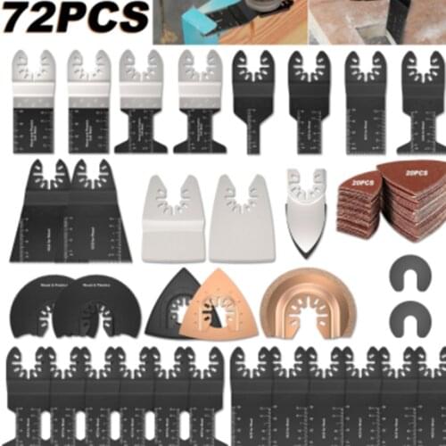 72 PCS/Set Oscillating Multitool HCS Saw Blades Accessories Kit Home Oscillating Multitool Blades for Fein Multimaster Dewalt