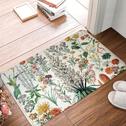 Adolphe Millot Fleurs B French Doormat Carpet Mat Rug Polyester Non-Slip Floor Decor Bath Bathroom Kitchen Living Room 40*60