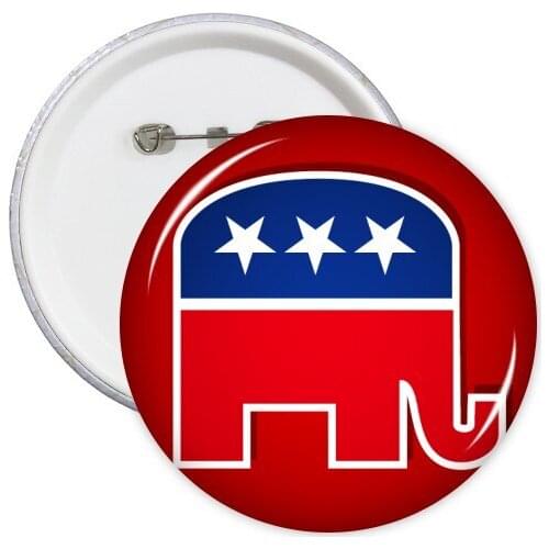 America The United States Elephant Emblem Republican Party Round Pins Badge Button Clothing Decoration Gift 5pcs
