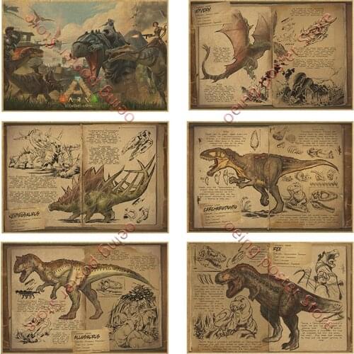 Ark: Survival Evolved Poster Hit Game Kraft Paper Poster Decorative Wall Painting Cuadros Animal Wallpaper Living Room Decor