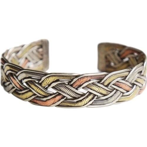 BB-098 Indian Jewelry Rose Copper Wrapped Open Cuff Wide Bangles for Man Women