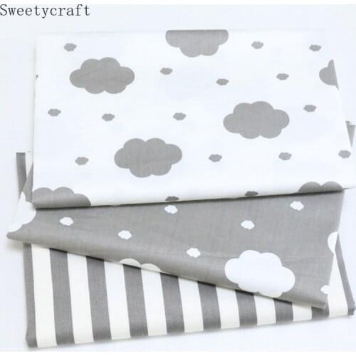 White Grey Cloud Stripe Printed Twill Fabric Cotton By Half Meter For Sewing Baby Bed Sheet Patchwork Cloth hometextile 160x50cm