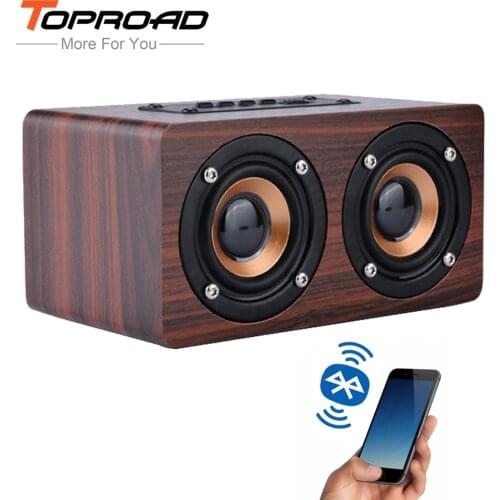 TOPROAD Wooden Wireless Bluetooth Speaker Portable HiFi Shock Bass Altavoz TF caixa de som Soundbar for iPhone Sumsung Xiaomi