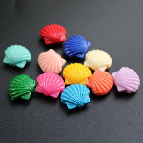 20Pcs 11mm 16mm Artificial Coral Shell beads Cabochon Fashion Beads 11colors for DIY Jewelry making Glossy Through Hole