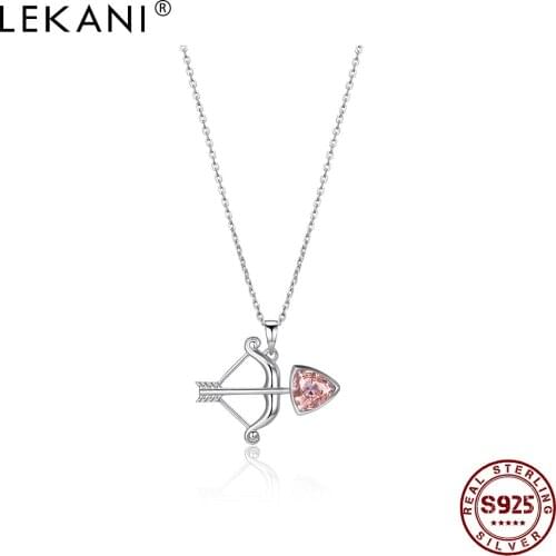 LEKANI 925 Sterling Silver Sagittarius Pendant Necklace Women Optimistic Eager Freedom Crystal Necklace Girl Fashion Jewelry