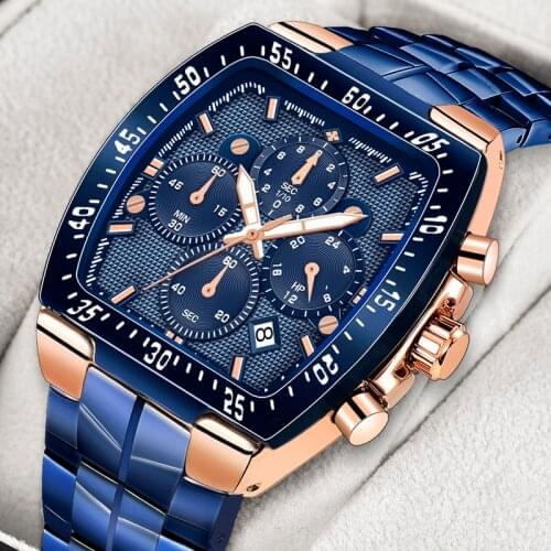 WWOOR 2021 New Fashion Military Men Watches Blue Top Brand Luxury Square Quartz Wristwatch 24 Hour Sport Waterproof Reloj Hombre
