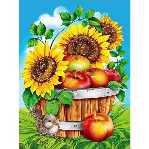 Wooden Barrel Plant Flower Fruit Bird Diamond Painting Round Full Drill Nouveaute DIY Mosaic Embroidery 5D Cross Stitch Pattern