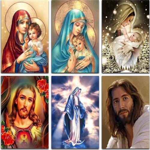 DIY Diamond Painting Jesus Religious Icon Diamond Embroidery Mosaic Cross Stitch Home Decoration Full Round Crystal Decor Gift