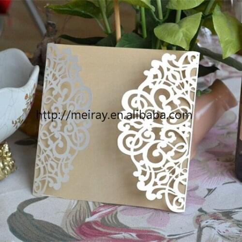 Elegant unique wedding ivitation card, beige pearl paper chinese wedding invitations